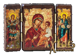 Icon under the antiquity of the Most Holy Theotokos Short-tailed cloakroom triple 14x10 cm Icon under the antiquity of the Most Holy Theotokos Short-tailed cloakroom triple 14x10 cm - фото
