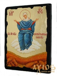 Икона под старину Пресвятая Богородица Спорительница хлебов с позолотой 21x29 см - фото