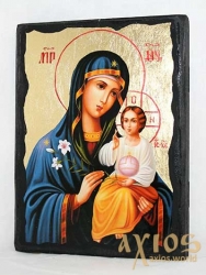 Икона под старину Пресвятая Богородица Неувядаемый цвет с позолотой 17x23 см Икона под старину Пресвятая Богородица Неувядаемый цвет с позолотой 17x23 см - фото