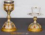 Eucharistic set in brass, engraved, natural stones, with silver chalice insert 1l. (Greece)