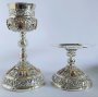 Eucharistic silver set, engraved, natural stones, with silver chalice insert 1l. (Greece)