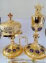 Eucharistic set silver, gilding, engraving, natural stones, with insert in silver chalice 1l. (Greece)
