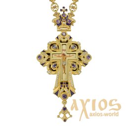 Pectoral cross in gilt brass with chain - фото