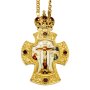 Pectoral cross in gilt brass with prints and inserts and chain