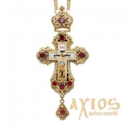 Brass Cross with print gilded chain - фото