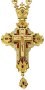 Brass cross in gilt with print and chain 145x70