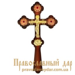 Altar cross brass gilding on the tree - фото