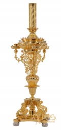 Candlestick royal, cast, with cherubs, on 1 lamp and 43 candles, with gilding - фото