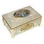 Baptismal box brass in silver plated with print and gilding