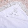 Embroidery design of the name, «Mon Amoure», in silver (1)
