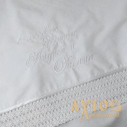 Embroidery of «words of happiness» to three words, white (27) - фото