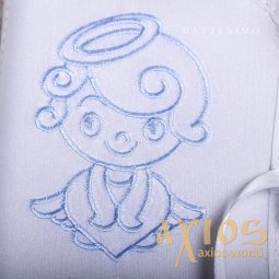 Angel with a heart, embroidery, (EMB_019), blue color - фото