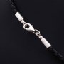 Leather lace with a smooth silver clasp (4mm), silver 925, leather, О 18422