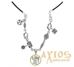 Necklace - pendant «Christmas» with Angel`s image and Bethlehem star, silver 925 °, gilding - фото
