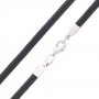Silk black necklaces with silver buckle O18718