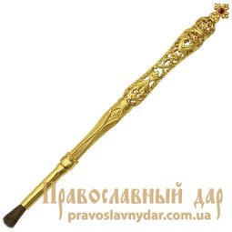 Anointing Brush, brass with additional brushes gilded - фото