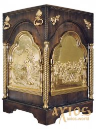 Portable throne with wooden vestments, 80x80x100 cm, gilding - фото