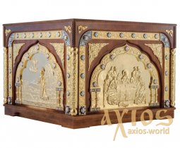 Wooden vestment on the throne №1, 152х152х100 cm, with gilded elements - фото
