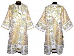 Proto-Deacon vestment of brocade and embroidered on satin 047d - фото