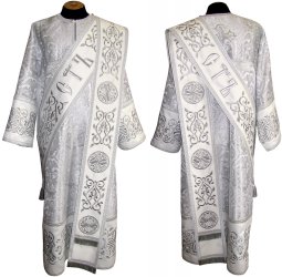 Proto-deacon vestment of white brocade and embroidered on dense satin 047 d - фото