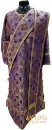 Deacon`s vestment with a double orarion and handrails, purple brocade - фото