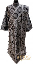 Deacon`s vestments with double orarion and handrails, black brocade - фото
