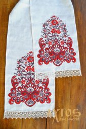 Embroidered towel under the feet №50-381, flax, 180х35 cm - фото