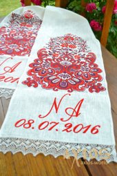 Embroidered towel name, flax, 150х35 cm - фото