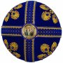 Miter "Big Flower", blue velvet, gold and silver thread embroidery