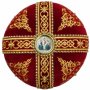 Miter “Rhombus”, red velvet, inlay of stone, inlays of images
