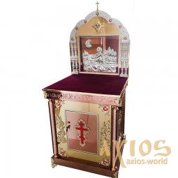 Altar with an icon case is 75x85 cm, cast, with a kiotom and an icon of the glitter - фото