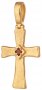 Cross with square stone, silver 925° gold plated, garnet
