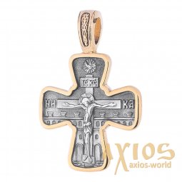Neck cross, silver 925 ° with gilding and blackening, 34x21 mm, O 132289 - фото
