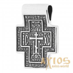 The natty cross «Lord Almighty. Icon of the Mother of God», silver 925 ° with blackening, 30x25 mm, О 13324 - фото