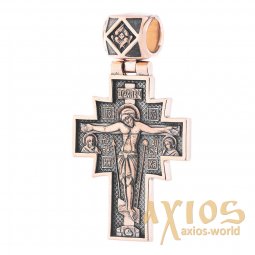 The cross «Crucifixion. Icon of the Mother of God », gold 585 °, with blackening 50x35 mm, О п02636 - фото