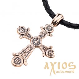 Native cross, «Christ's» gold 585 °, with blackening 45x28 mm, О п02654 - фото