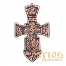 The cross «Crucifixion. Angel Guardian», gold 585 °, with blackening 40x32 mm, О п01841 - фото