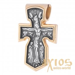 The cross «Crucifixion», silver 925 with gilding and blackening, 32x20mm, О 132391 - фото