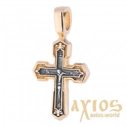 Neck cross, silver 925 with gilding and blackening, 23x12mm, O 132388 - фото