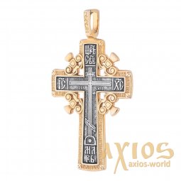 Native cross «Calvary cross», silver 925 with gilding and blackening, 55x31mm, O 131627 - фото