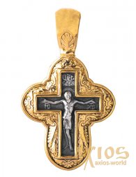Neck cross, silver 925, with gilding and blackening, 30x16mm, O 131791 - фото