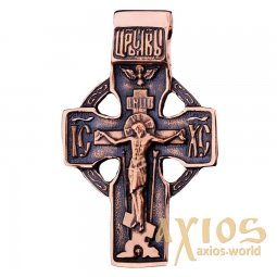The cross «Crucifixion», gold 585, with blackening 45x35mm, О п01852 - фото