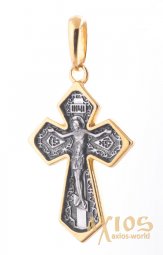 The cross «Crucifixion», silver 925, with gilding and blackening, 37x20mm, О 132424 - фото