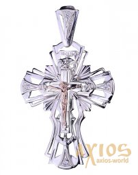 Neck cross, silver 925, inset gold 585, height 80mm, O 131442 - фото