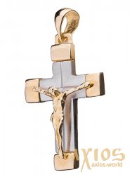 Silver cross from white and yellow gold 585 ° Op01965 - фото