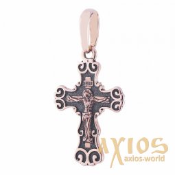 The cross «Crucifixion. Save and save», gold 585, with blackening 30x15mm, О п01828 - фото
