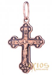 The cross «Crucifixion with prayer», gold 585, with black 31x18mm, О п01853 - фото