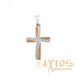 Cross with a gold plate and cubic zirconia - фото