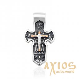 Silver cross with gold, massive - фото