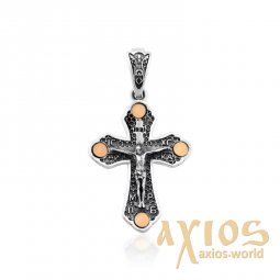Cross of silver and gold with a crucifix - фото